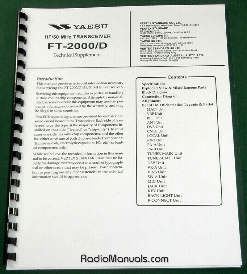 Yaesu FT-2000 / FT-2000D Technical Supplement